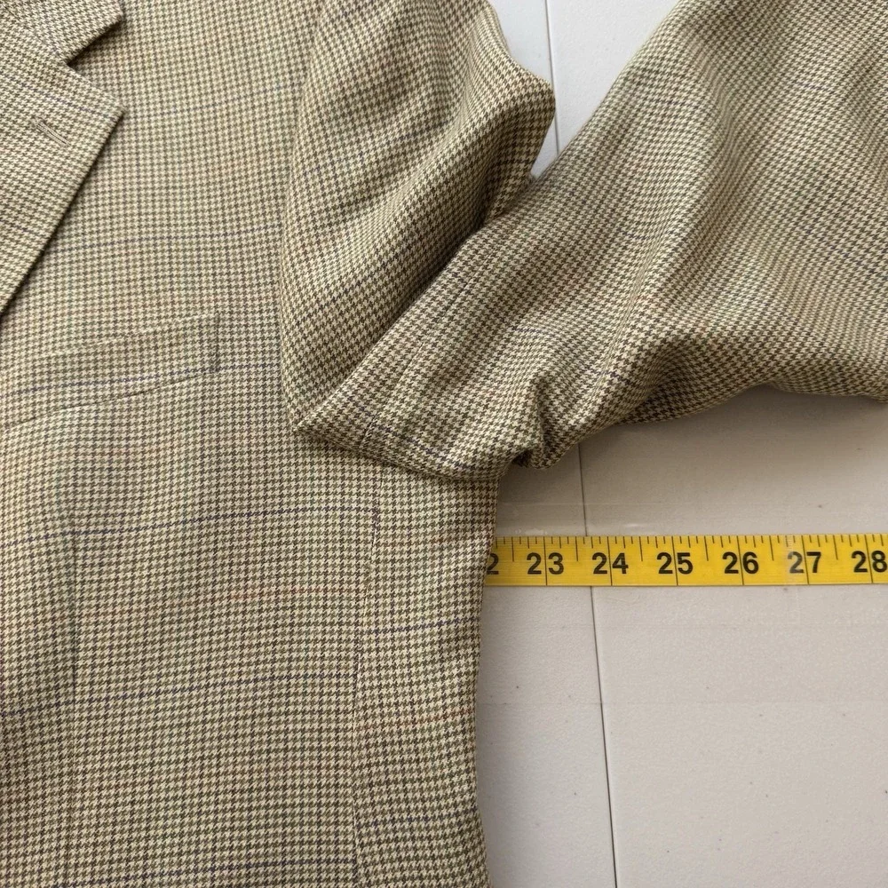 Lauren Ralph Lauren Mens Blazer 42S Houndstooth Silk Wool Blend Sport Jacket EUC